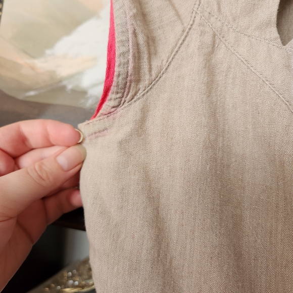 People Tree Gray and Pink Cotton Cut Out Dress US 6 UK 12 - Picture 3 of 10